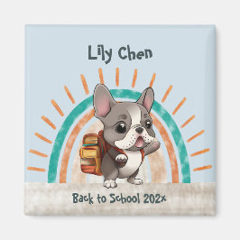 かわいいフランスのブルドッグ新学期虹 マグネット