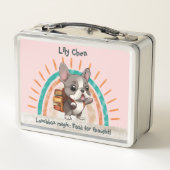 かわいいフランスのブルドッグ新学期虹 メタルランチボックス (裏面)