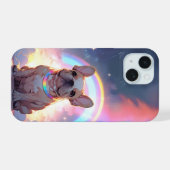 かわいいフランスのブルドッグ虹の空の雲 iPhone 15ケース (裏面横)