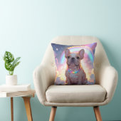 かわいいフランスのブルドッグ虹の雲 クッション (椅子)