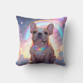 かわいいフランスのブルドッグ虹の雲 クッション (正面)