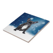 かわいいフランスのブルドッグ雪スターブルークリスマス タイル (側面)