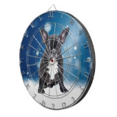 かわいいフランスのブルドッグ雪スターブルークリスマス ダーツボード (正面右)