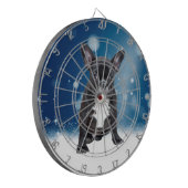 かわいいフランスのブルドッグ雪スターブルークリスマス ダーツボード (正面左)