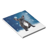 かわいいフランスのブルドッグ雪スターブルークリスマス ノートパッド (アングル)