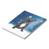 かわいいフランスのブルドッグ雪スターブルークリスマス ノートパッド (回転)