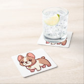 かわいいフランスのブルドッグ スクエアペーパーコースター (インサイチュ)