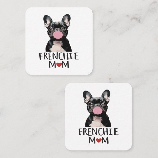 かわいいフランスのブルドッグ スクエア名刺 (正面/裏面)