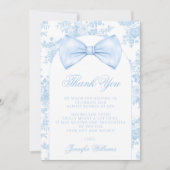 かわいいフランスのブルーボウタイボホ男の赤ちゃんシャワー サンキューカード (正面)