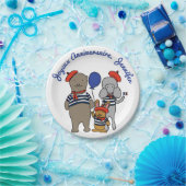 かわいいフランスのマンガ動物のパーソナライズ誕生日 ペーパープレート (パーティー)