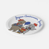 かわいいフランスのマンガ動物のパーソナライズ誕生日 ペーパープレート (アングル)