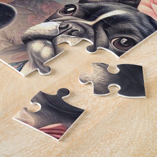 かわいいフランスのヴィンテージブ絵を描ルドッグ ジグソーパズル (側面)