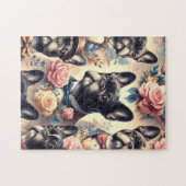 かわいいフランスのヴィンテージブ絵を描ルドッグ ジグソーパズル (横)