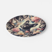 かわいいフランスのヴィンテージブ絵を描ルドッグ ペーパープレート (アングル)