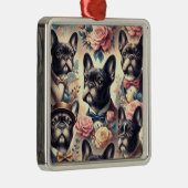 かわいいフランスのヴィンテージブ絵画ルドッグ メタルオーナメント (右)