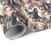 かわいいフランスのヴィンテージブ絵画ルドッグ ラッピングペーパー (ロールコーナー)