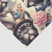 かわいいフランスのヴィンテージブ絵画ルドッグ 薄葉紙 (詳細)