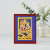 かわいいフランスの子どもとチョコレートバー ポストカード (スタンド正面)