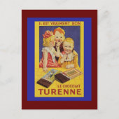 かわいいフランスの子どもとチョコレートバー ポストカード (正面)