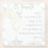 かわいいフランスの75カクテルレシピ ガラスコースター (裏面)