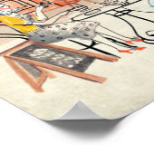 かわいいフランスカフェシーンスケッチ ポスター (角)