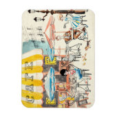 かわいいフランスカフェシーンスケッチ マグネット (縦)