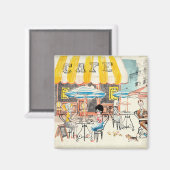 かわいいフランスカフェシーンスケッチ マグネット (正面/裏面)