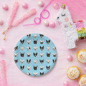 かわいいフランス人の小犬家族のコラージュ ペーパープレート (パーティー)