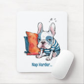 かわいいフランス犬のペット、ドレスアップした動物、ユーモア マウスパッド (マウス)