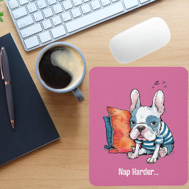 かわいいフランス犬のペット、ドレスアップした動物、ユーモア マウスパッド