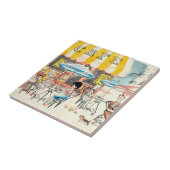 かわいいフランスCafé場面スケッチ タイル (側面)