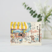 かわいいフランスCafé場面スケッチ ポストカード (スタンド正面)