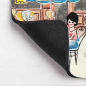 かわいいフランスCafé場面スケッチ マウスパッド (コーナー)