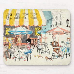 かわいいフランスCafé場面スケッチ マウスパッド