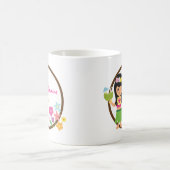 かわいいフラ女の子のハワイのルアウ（ハワイ式宴会）のテーマのマグ コーヒーマグカップ (中央)