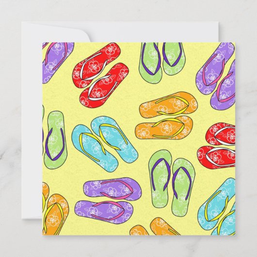 かわいいフリップフロップビーチをテーマにした誕生日パーティー 招待状