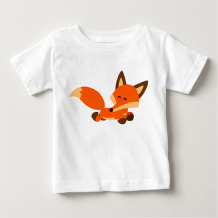 かわいいフリートカートゥーンキツネベビーTシャツ ベビーTシャツ