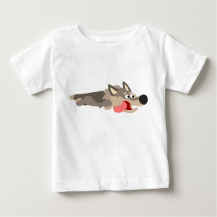 かわいいフリートカートンウルフベビーTシャツ ベビーTシャツ
