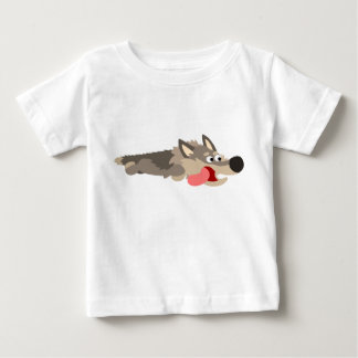 かわいいフリートカートンウルフベビーTシャツ ベビーTシャツ