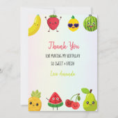 かわいいフルーツありがとう誕生日パーティフラットカード サンキューカード (正面)