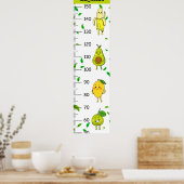 かわいいフルーツかわいい成長表 ポスター (キッチン)