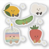 かわいいフルーツとデザートクリップアート シール (正面)