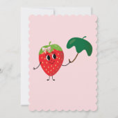 かわいいフルーツの女の子の1歳の誕生日 招待状 (裏面)