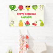 かわいいフルーツの面白い子供の誕生日パーティーの看板バナー 横断幕 (インサイチュ)