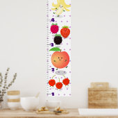 かわいいフルーツアニメイラストレーション成長図 ポスター (キッチン)