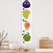 かわいいフルーツアニメイラストレーション成長図 ポスター (キッチン)