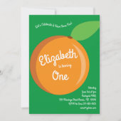 かわいいフルーツオレンジキッズ1st誕生日パーティー 招待状 (正面)