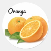 かわいいフルーツオレンジステッカーおもしろいデザイン学校 ラウンドシール (正面)