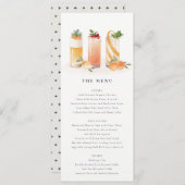 かわいいフルーツカクテルオレンジウォーターカラーメニューカード 招待状 (正面/裏面)