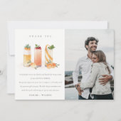 かわいいフルーツカクテルオレンジフォトカップルシャワー サンキューカード (正面)
